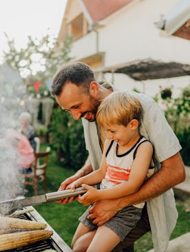 A father and son at a barbecue on Father's day 