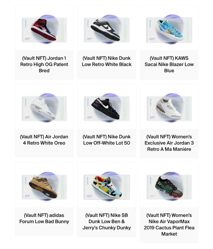 StockX "Vault" sneaker NFTS