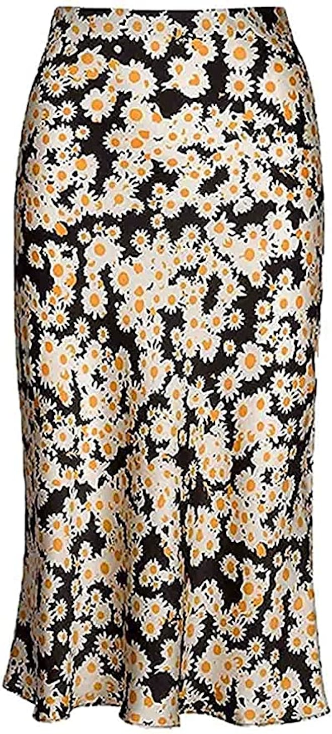 Keasmto Satin Print Skirt With Elasticized Waist