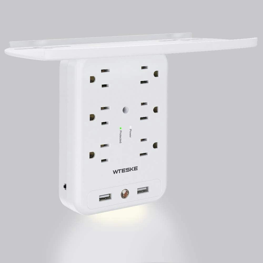 WTESKE 6-Outlet Surge Protector Shelf