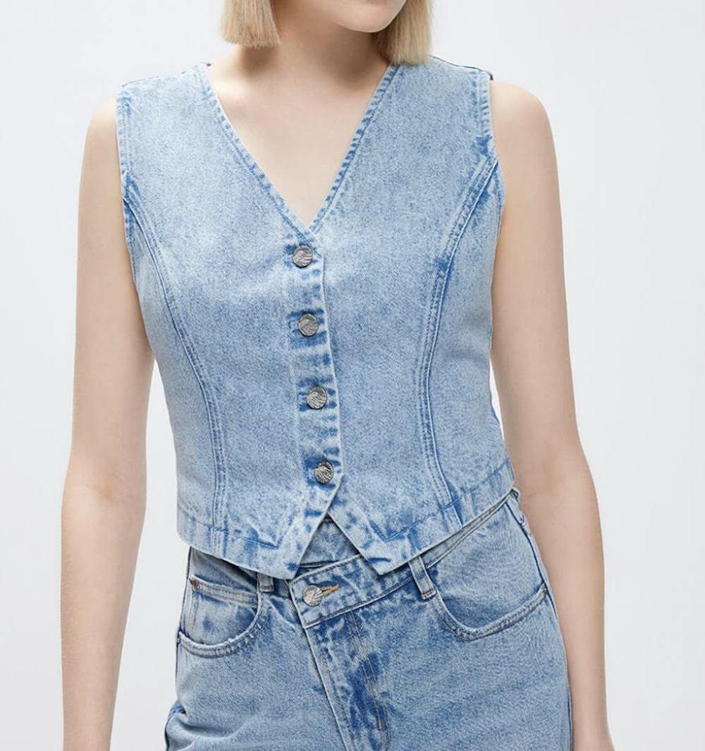 Angel Collection Beaded Denim Vest