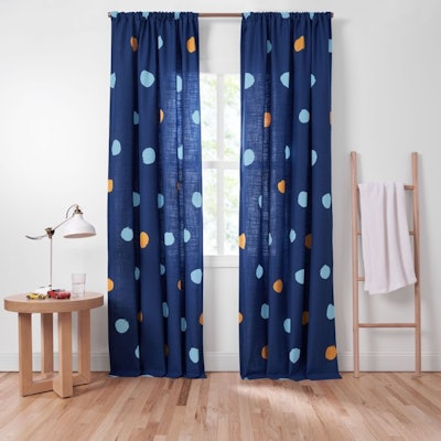 Oversized Dot Organic Cotton Semi-Sheer Window Curtain Pair