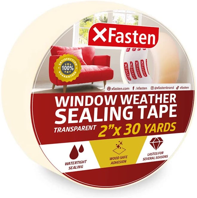 XFasten Transparent Window Weather Sealing Tape, 2-Inch x 30 Yards