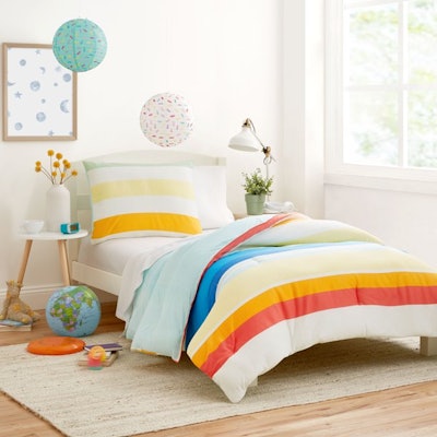 Mixed Stripe T-Shirt Soft Jersey Organic Cotton Blend Comforter Set