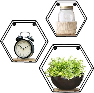 Greenco Hexagon Shaped Floating Shelves (3-Piece Set)