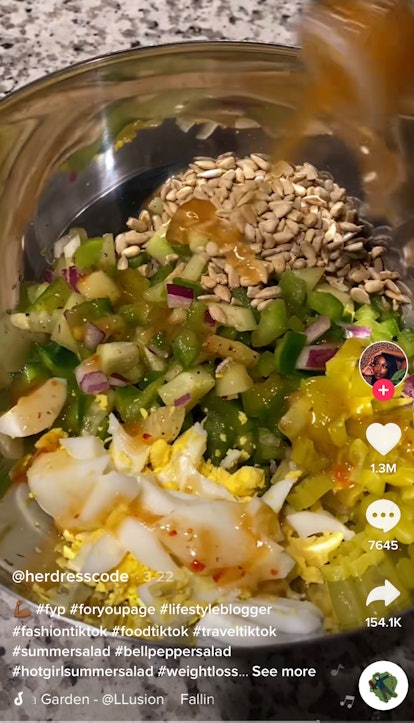 A TikToker shows how to make TikTok's hot girl summer salad. 
