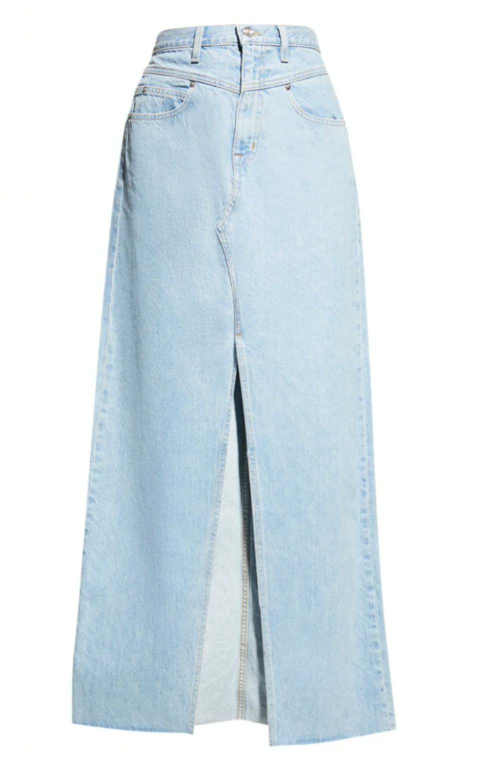 Dallas Organic Double-Yoke Denim Maxi Skirt