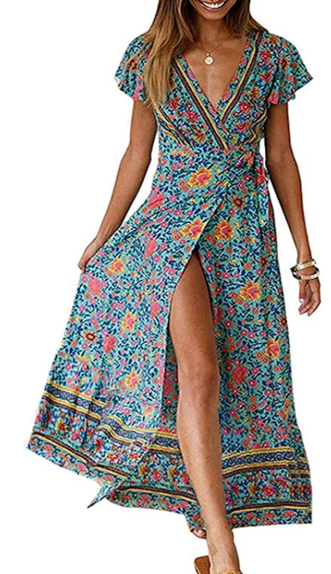 ZESICA Floral Wrap Maxi Dress