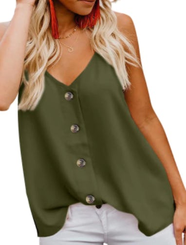 BLENCOT Button Down V Neck Strappy Tank