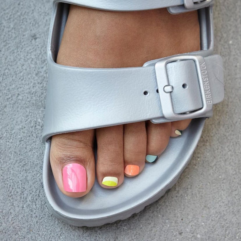 French Toe Nails with Pastel Gradients