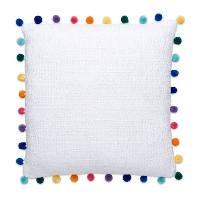 Organic Cotton Decorative Pillow with Pom Trim