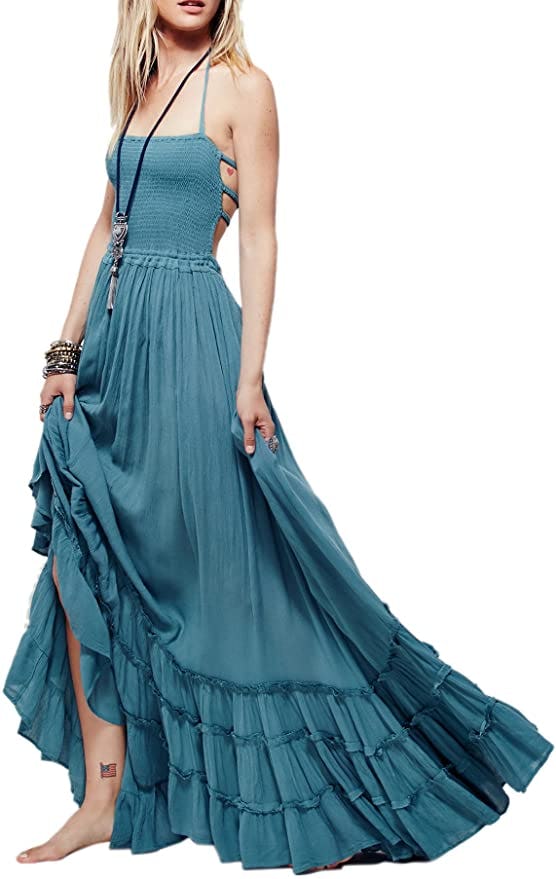 R.Vivimos Backless Maxi Dress