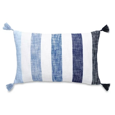 Ombre Stripe Organic Cotton Decorative Pillow with Tassels