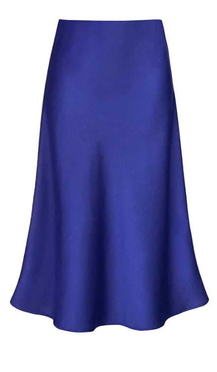 Modegal Satin High Waist A Line Midi Skirt