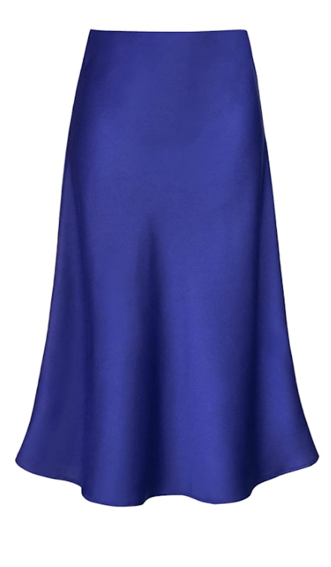 Modegal Satin High Waist A Line Midi Skirt