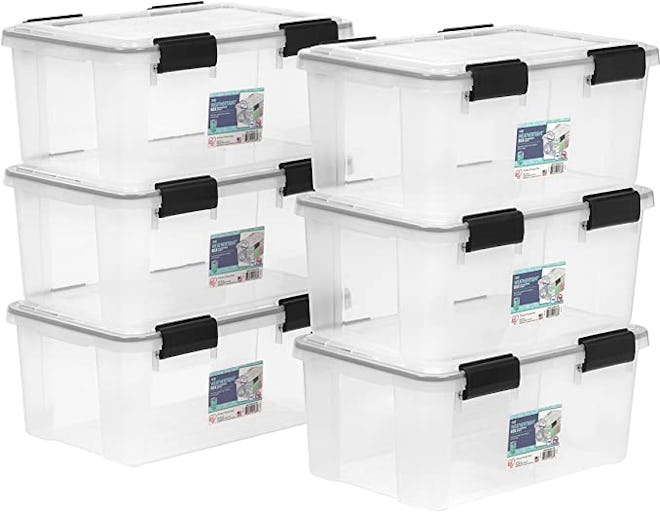 IRIS USA Weathertight Plastic Storage Bin with Durable Lid and Seal, 19 Qt., 6-Count