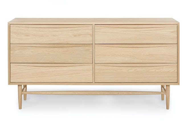 Lenia White Oak 6 Drawer Double Dresser
