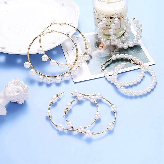 Florideco Pearl hoops (4 Pairs)