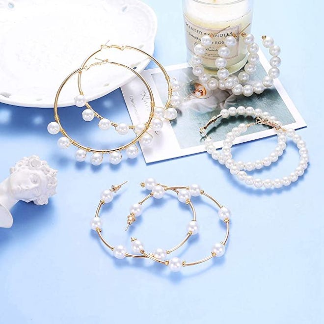 Florideco Pearl hoops (4 Pairs)