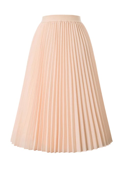 Kate Kasin High Waist Pleated A-Line Skirt