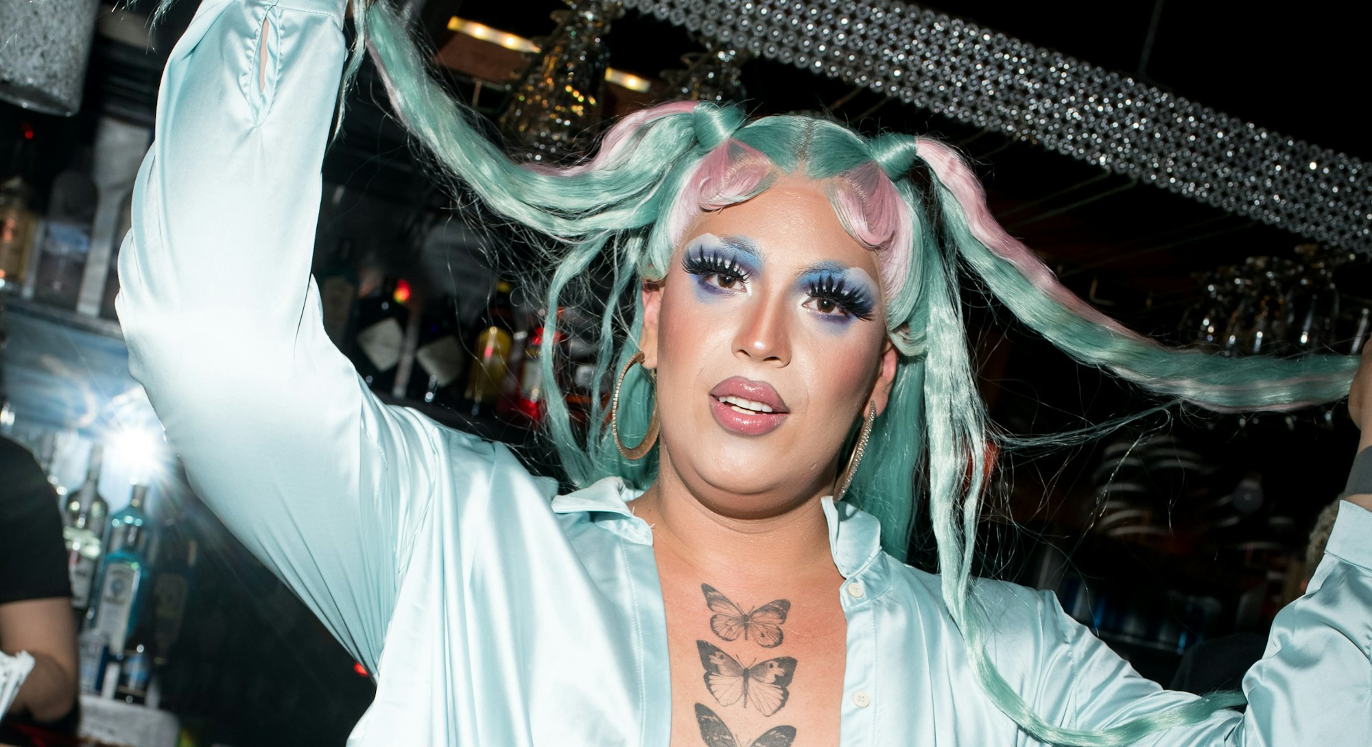 Guests celebrate Coach’s Pride campaign at the Monster nightclub in New York City on Wednesday, June...