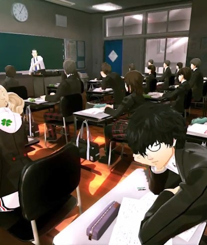 Joker sitting in classroom