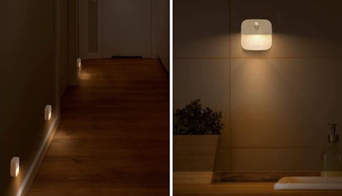 Best motion sensor night lights displayed in a hallway and wall outlet