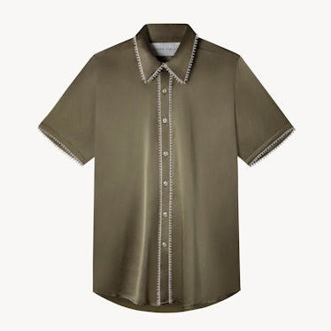 Tanner Fletcher Loop de Loop Trim Short Sleeve Silk Shirt