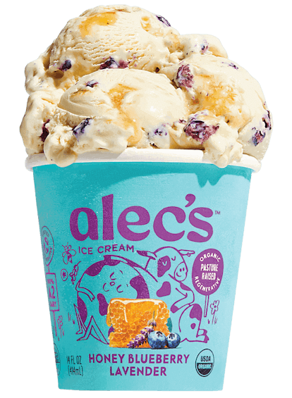 summer 2022 Alec's Ice Cream: honey blueberry lavender