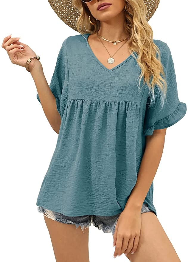 WIHOLL Ruffle Babydoll Top