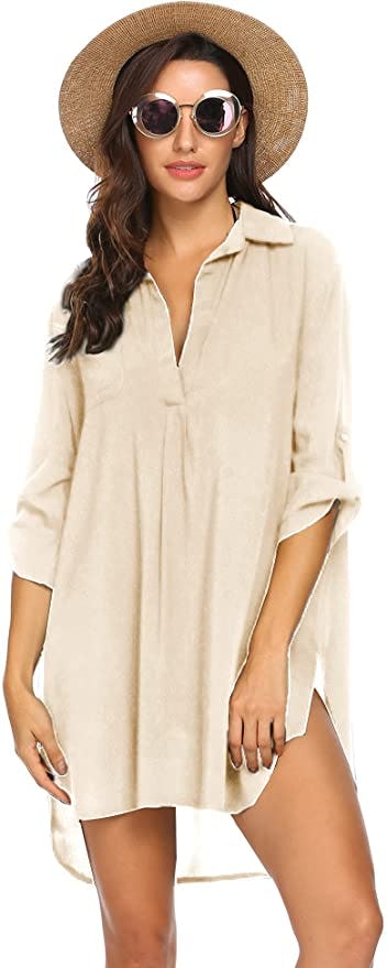 Ekouaer Beachwear Shirt Dress