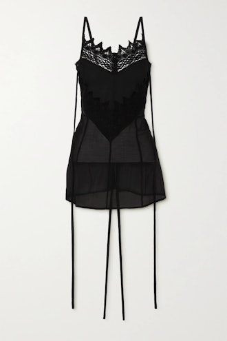 loewe Crocheted lace-trimmed cotton and silk-blend voile camisole