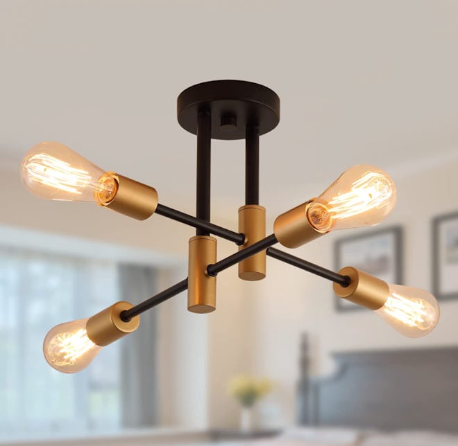 MEIXISUE Black and Gold Modern Sputnik Chandelier