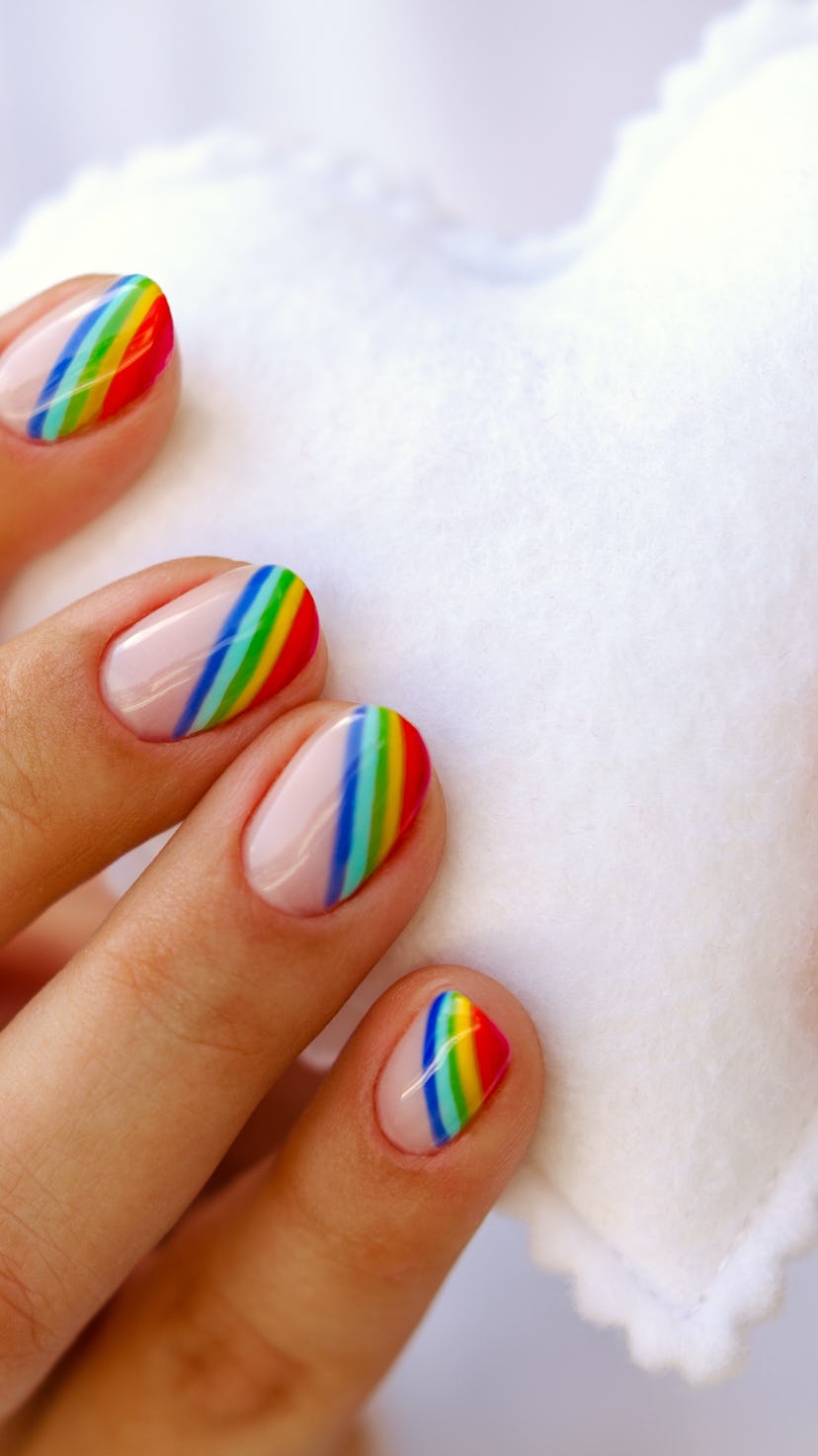 rainbow nails, nail designs for pride month