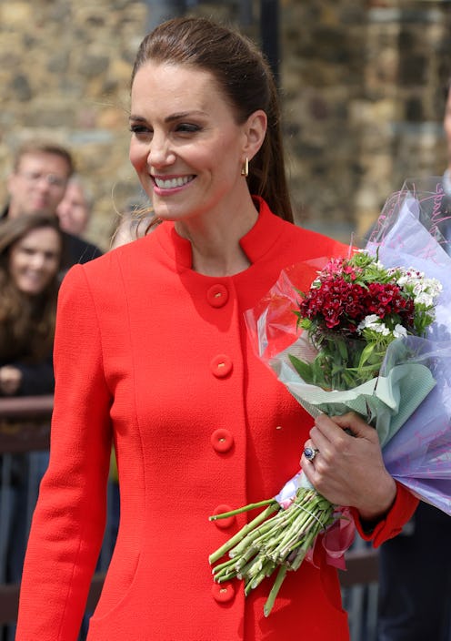 Catherine, Duchess of Cambridge smiles during a visit to Cardiff Castle