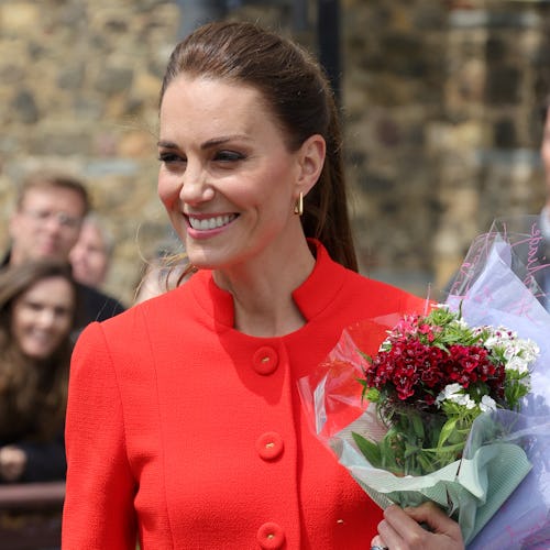 Catherine, Duchess of Cambridge smiles during a visit to Cardiff Castle
