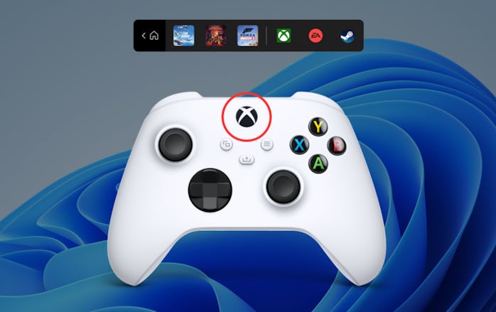 The controller bar that comes up when you press the Xbox button outside of a game.