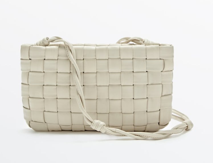 Woven Leather Clutch-Style Handbag