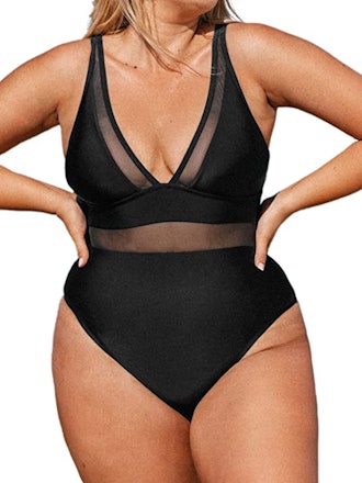 Cupshe V Neck Mesh One-Piece
