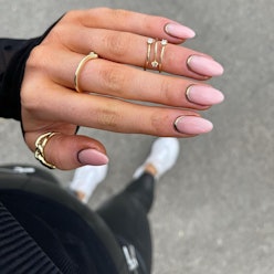 Reverse French manicured nails