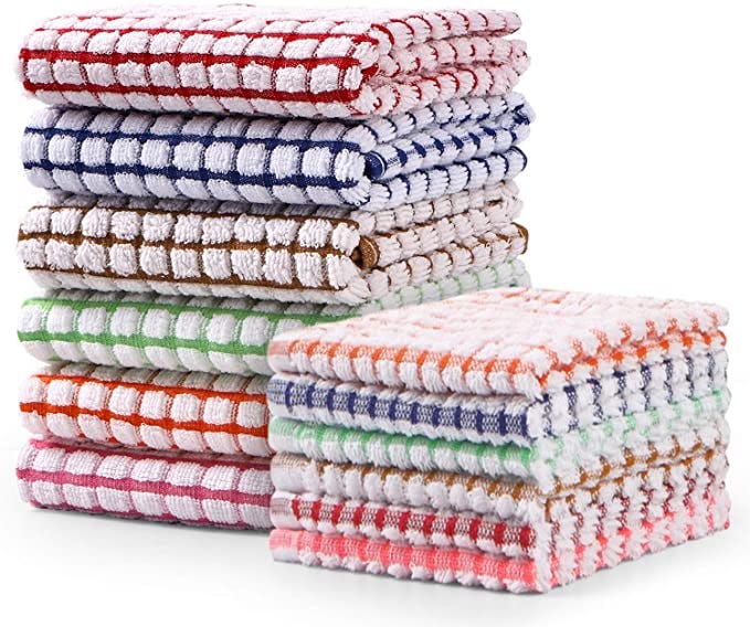 AOTBAT Kitchen Towels and Dishcloths (12-Piece Set)