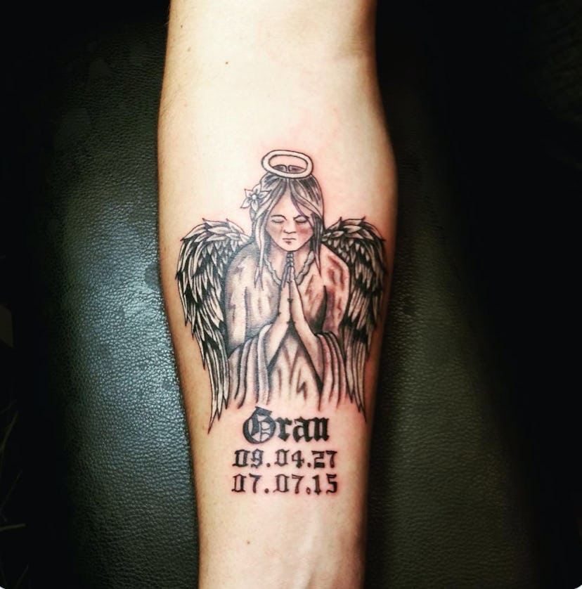 angel tattoo, meaningful memorial tattoo ideas