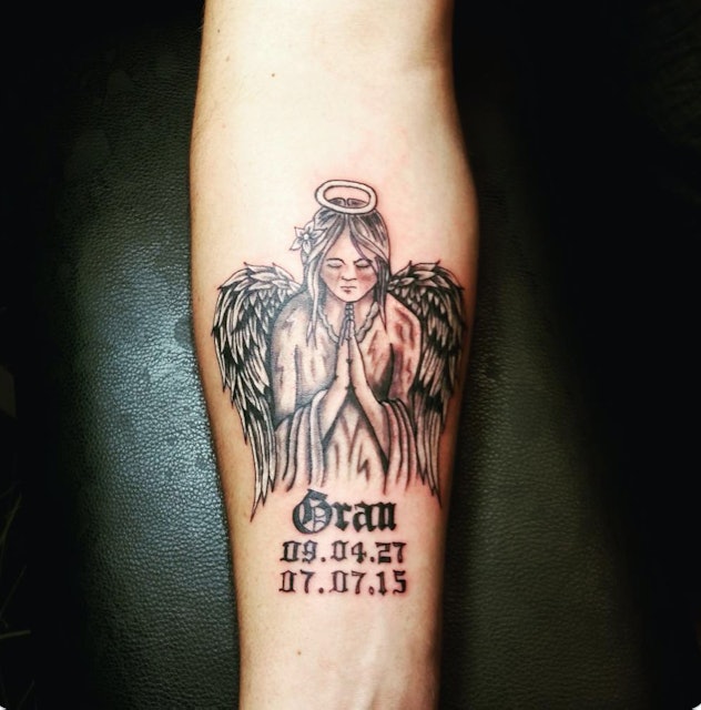 angel tattoo, meaningful memorial tattoo ideas