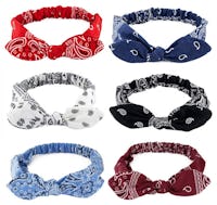 Carede Elastic Paisley Bandana Knot Headband (6-Pack)