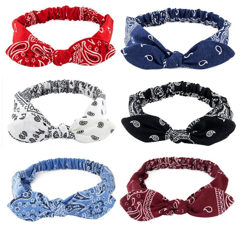 Carede Elastic Paisley Bandana Knot Headband (6-Pack)