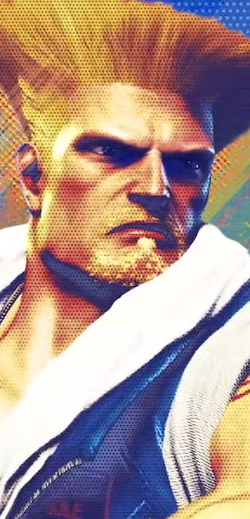 Guile in blue and yellow panel