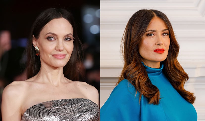 Angelina Jolie and Salma Hayek, who will star in Jolie's film 'Without Blood'