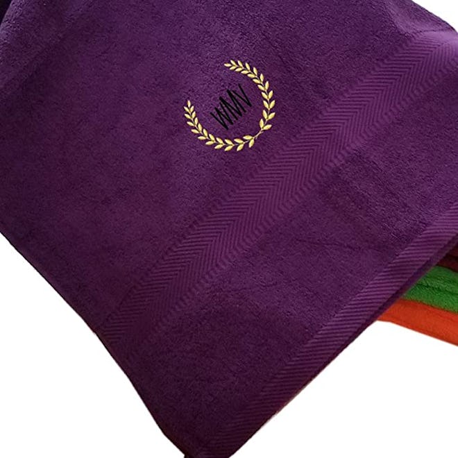 Tri Color Embroidered Bath Towel