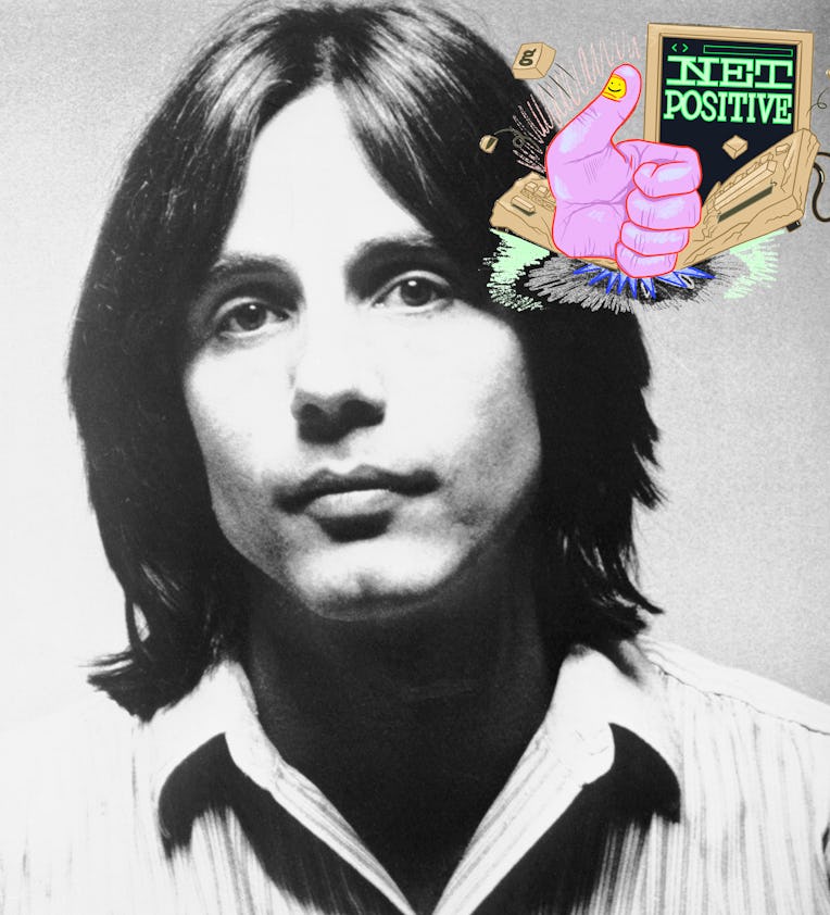 Net positive logo next to musician Jackson Browne.