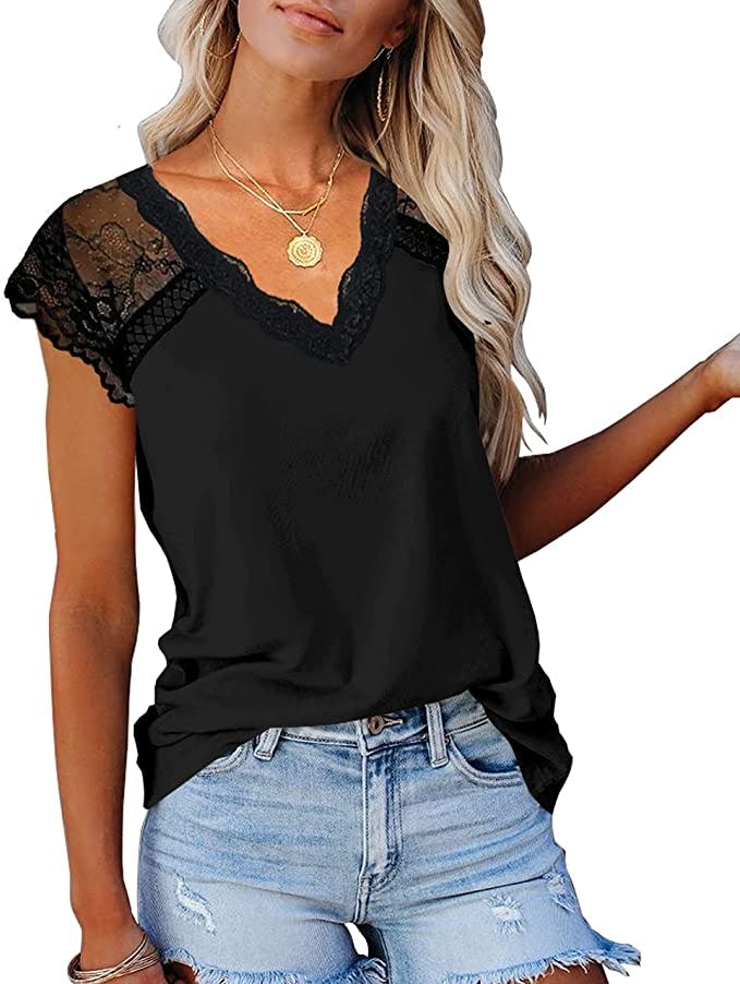 KINLONSAIR Lace V Neck Top